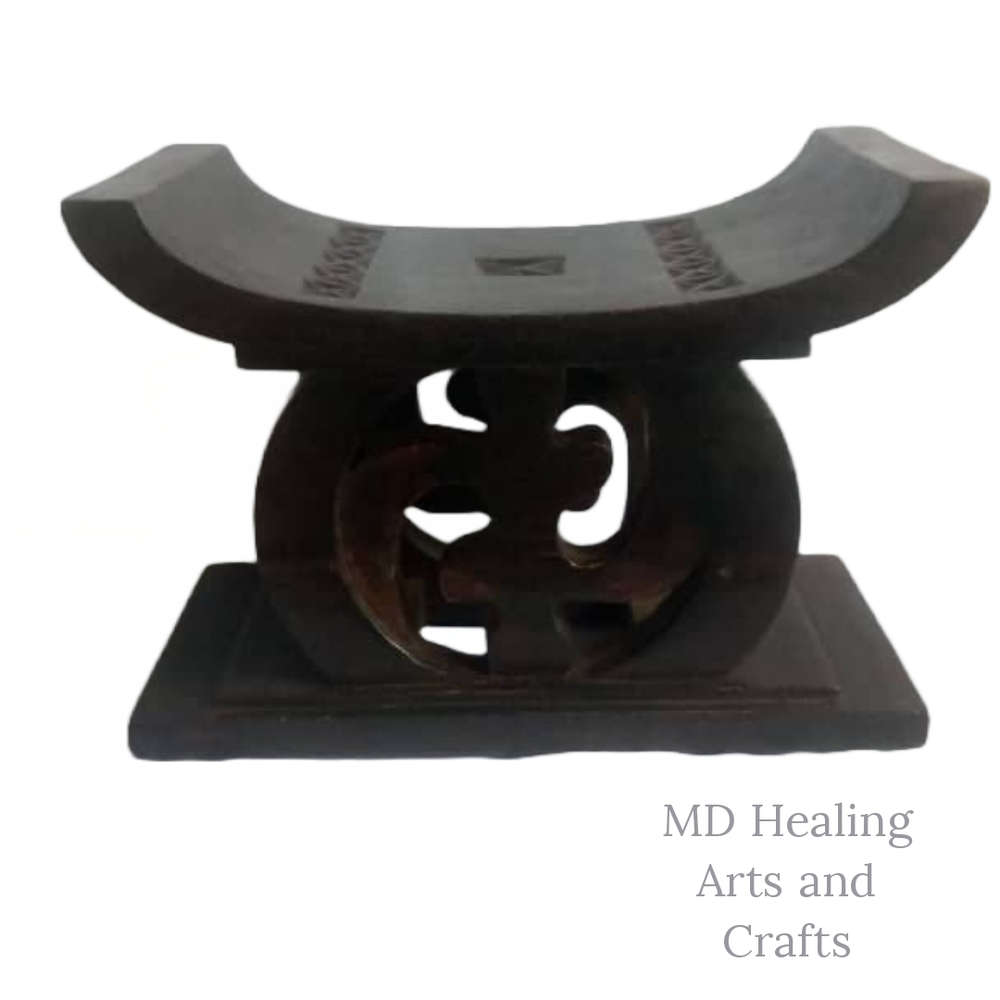 Black Decorative Gye Nyame Stool